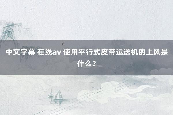 中文字幕 在线av 使用平行式皮带运送机的上风是什么？